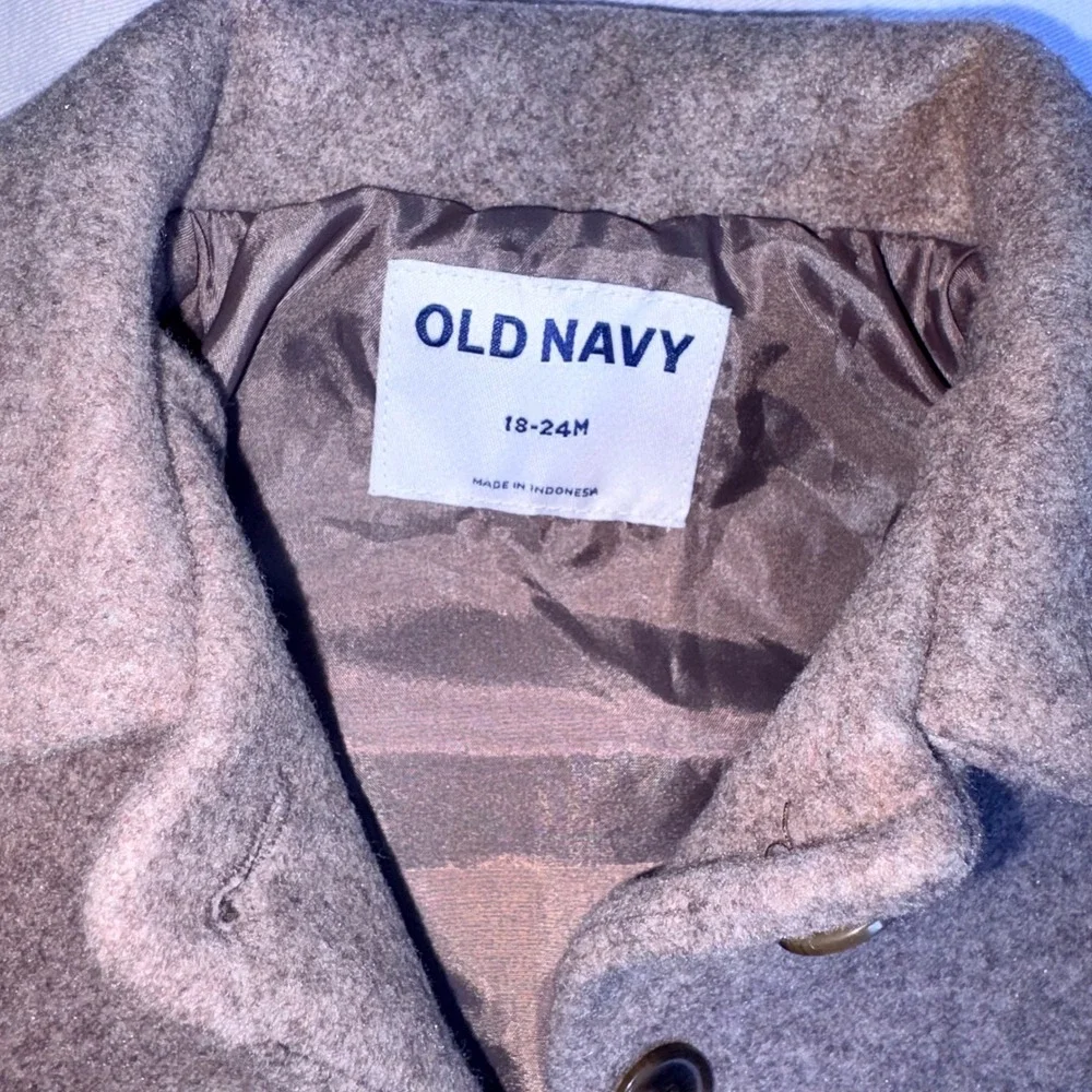 Old Navy Pea Coat 18-24 month Brown Fleece Button Front Outerwear Jacket
